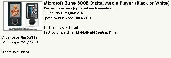 MS Zune 30GB $85 @ woot.com